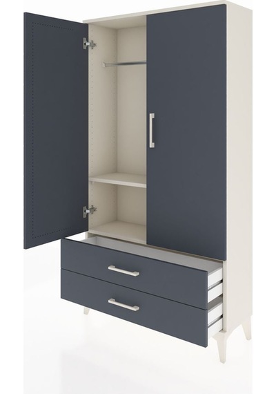 Arges Dolap 2 Raflı 2 Çekmeceli Tek Askılı 88x30x163 Aytaşı-antrasit Aytası