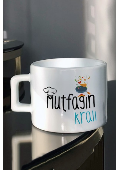 Mutfağın Kralı Tasarım Baskılı Çay Kahve Fincanı Beyaz