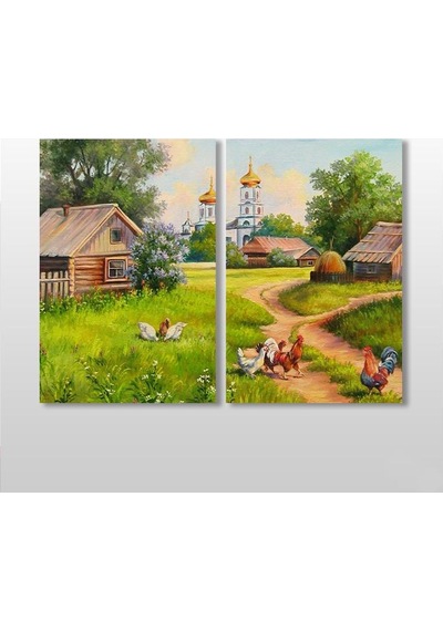 Köy Evi Kanvas Tablo 100x90cm