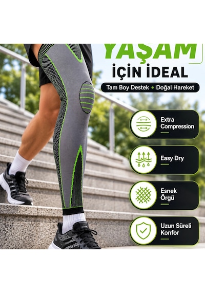 Uzun Kompresyon Diz Destekliği Spor Ve Günlük Kullanım İçin Güçlü Destek