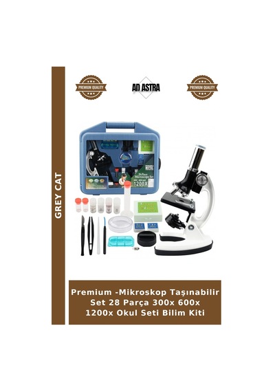 Premium -mikroskop Taşınabilir Set 28 Parça 300x 600x 1200x Okul Seti Bilim Kiti