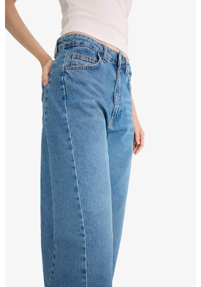 Defacto Barrel Fit Yüksek Bel Bilek Boy Jean Yıkamalı Pantolon F7652ax25aunm28 Mavi