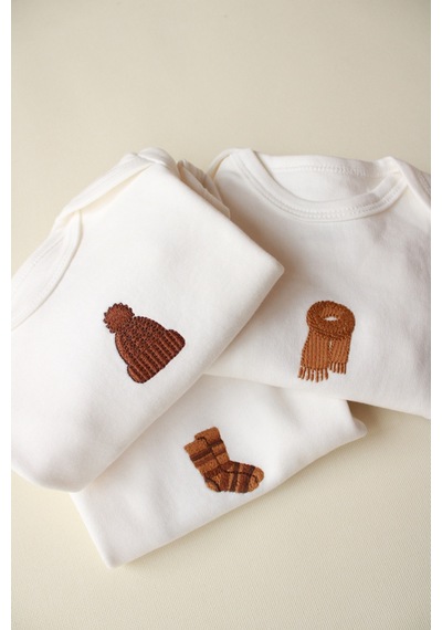 Oh La La Koala 3'lü Autumn Serisi Uzun Kollu Çıt Çıtlı Body Zıbın Model 9 Beyaz