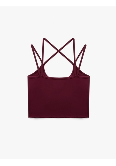 Koton Çapraz Askılı Crop Spor Atlet Slim Fit Sırt Detaylı Mürdüm 7wak30112nk 64x