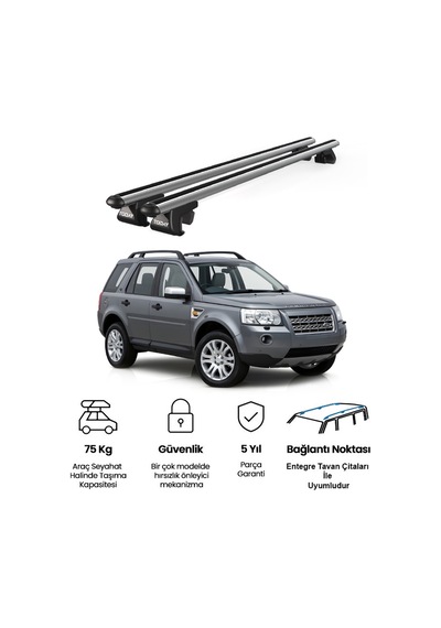 Venüs Land Rover Freelander 2006-2015 Uyumlu Gri Ara Atkı Port Bagaj Tavan Barı