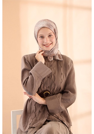 Silk Home Soft Eşarp 73095-06 Sütlü Kahve, Gri, Kahverengi, Taş