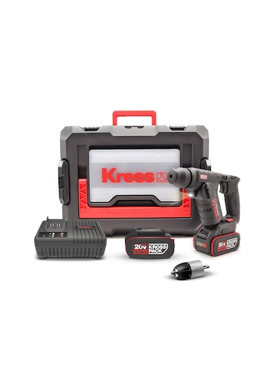 Kress KUC50.2 20V/4.0Ah. Li-İon Çift Akülü Kömürsüz 1.7j Profesyonel Sds-Plus Pnömatik Şarjlı Matkap + 10 MM Mandren
