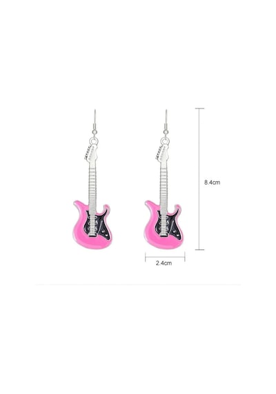 Gitar Küpe Pembe Çok Renkli