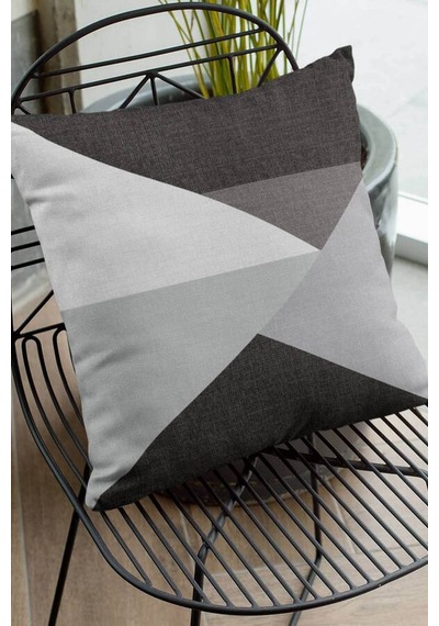 Gri Geometrik Desen Çift Taraf Yastık Kırlent Kılıfı Krl347n11