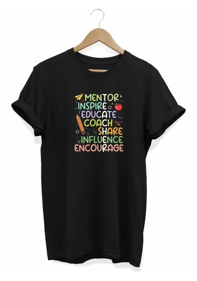 Buğrahayalin 24 Kasım Öğretmenler Günü Hediye Temalı Oversize Bisiklet Yaka T-shirt - Siyah