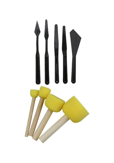 20x20 Tuval Seti 1 Paket Masa Üstü Şövale Mydido Akrilik Boya Plastik Spatula Resim Fırçası Palet Ponpon Sünger Fırça