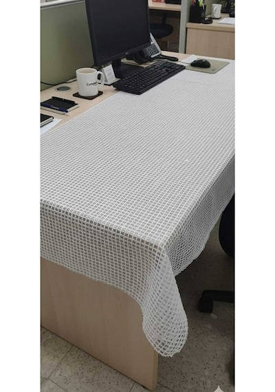Şeffaf Masa Örtüsü Şeffaf Pvc İp Desenli Masa Örtüsü Kaliteli Hasır Beyaz
