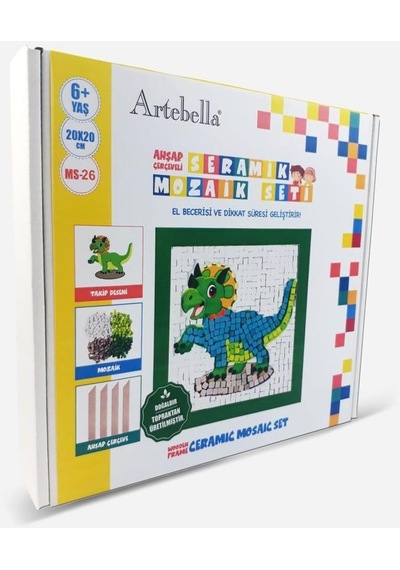 26 I Çocuk Ahşap Çerçeveli Seramik Mozaik Set 20x20 Cm