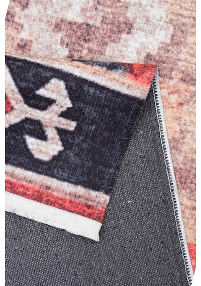 Vintage Etnik Kilim Kırmızı & Mavi Desenli Kaymaz Taban Çok Renkli Çok Renkli