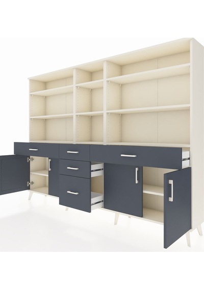 Arges Dolap 11 Raflı 5 Çekmeceli 4 Kapaklı 220x30x163 Aytaşı-antrasit Antrasıt - Aytası