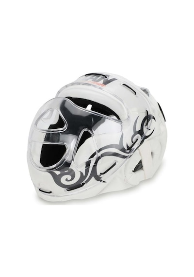Titan Sport Yüz Korumalı Boks Kaskı , Beyaz İşlemeli Desenli Camlı Model Çok Renkli