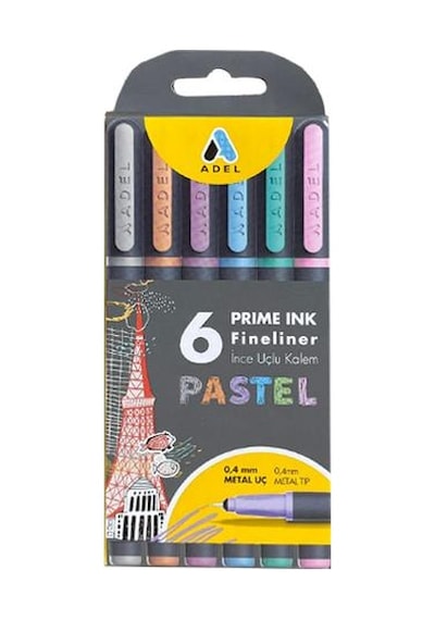 Adel Prime Ink Fineliner 6'lı Pastel