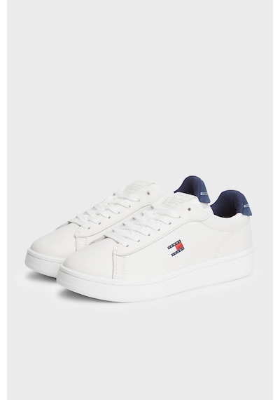 Tommy Jeans Deri Sneaker Ayakkabı Kadın Ayakkabı En0en03146 0gz Beyaz-mavi