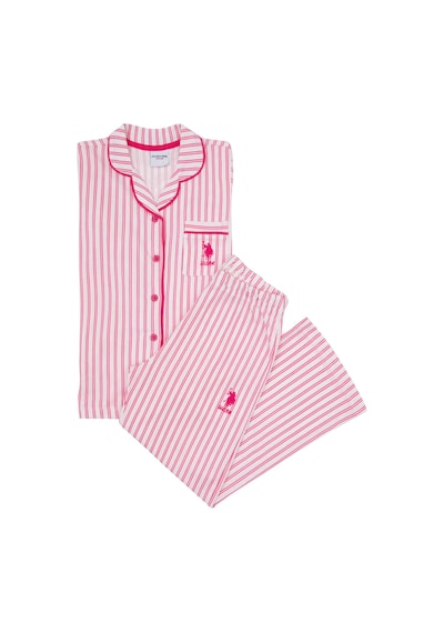 U.S. Polo Assn. Kız Çocuk Fuşya Çizgili Pijama Takımı 50318940-VR023