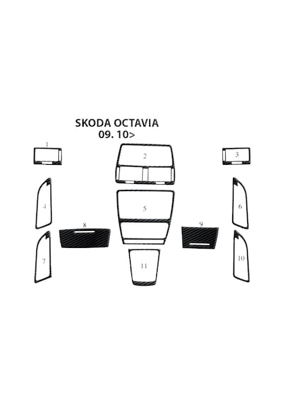 Skoda Octavia Piano Black Kaplama 2009 11 Parça Siyah Karbon