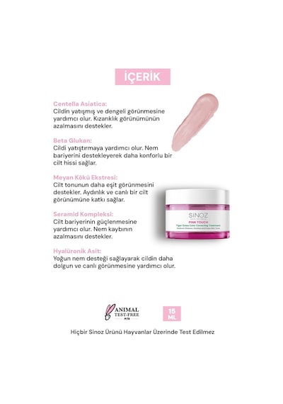 Sinoz Pink Touch Tiger Grass Anında Ton Eşitleyici Onarıcı Yüz Bakım Kremi 15 ML