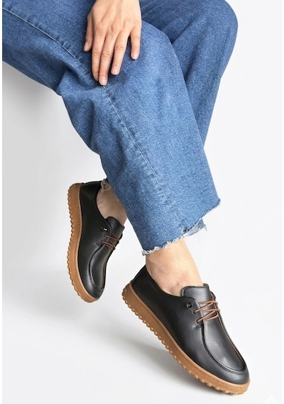Naturalshoess Guot Bej Cilt Bağcıklı Babet Ayakkabı