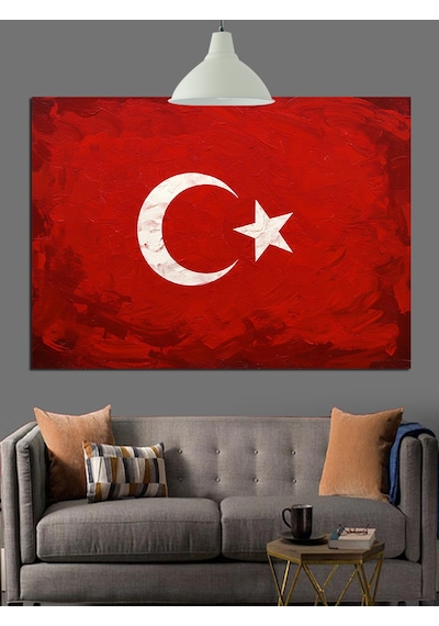 Türk Bayrağı Sade Tasarım Dekoratif Kanvas - Mdf Ahşap Tablo