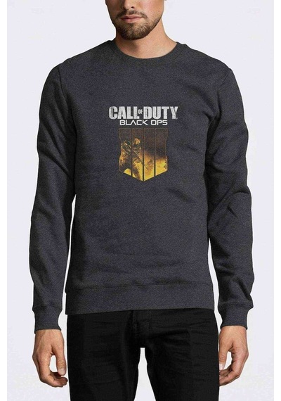 Call Of Duty Black Ops Baskılı Füme Antrasit Erkek Örme Sweat (528957680)