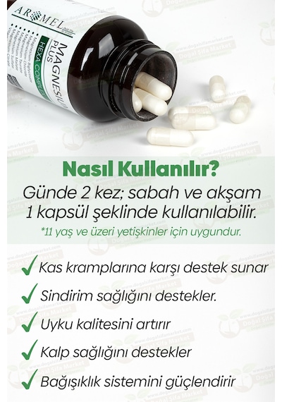 Aromel Magnezyum Plus Takviye Edici Gıda 60 Kapsül