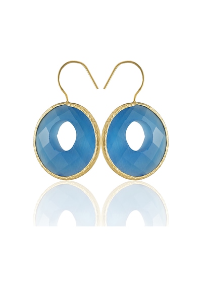 Kadir Jewellery 22 Ayar Altın Kaplama Kadın Taşlı Küpe -el İşçiliği Ve Hipoalerjenik Küpe Koyu Mavi 48109274