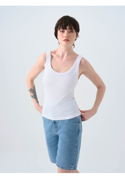 Loft 26yp69000235 Beyaz Kadın Kolsuz T-shirt Lf2038440 Beyaz