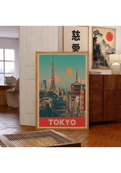 Retro Tokyo Seyahat Posteri: Japon Ufuk Çizgisi Sanatı &