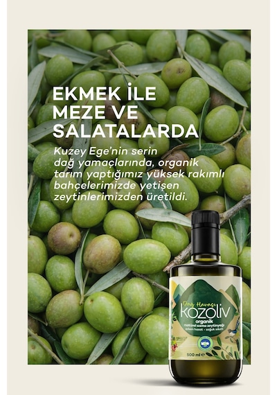Kozoliv Organik Erken Hasat Soğuk Sıkım Natürel Sızma Zeytinyağı  - Dağ Havası 500 ML