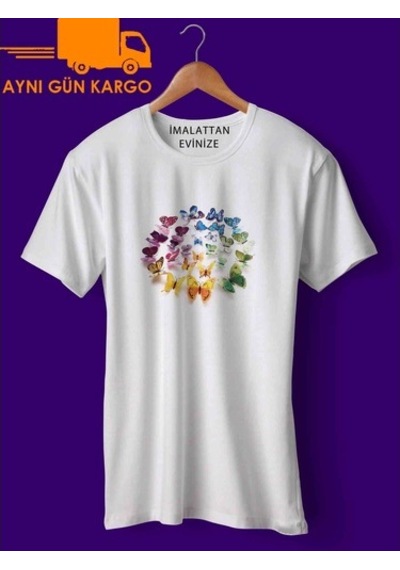 Butterflies Baskılı Tişört Tshirt Ücretsiz Kargo (297085030)