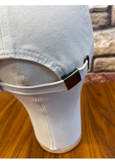 Hamze Kaplan Nakışlı Vintage Eskitme Yıkamalı Gabardin Cap Şapka Açık Bej