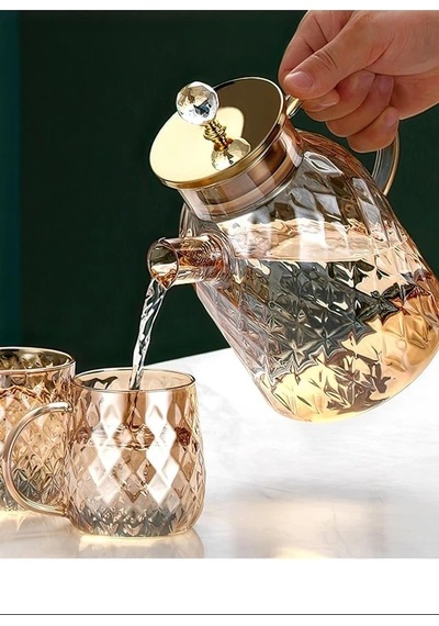 Hubrendy Tedarik Kabartmalı Bambu Kapaklı Borosilikat Cam Demlik 1500ml Royaleks-cm-2005 Diğer