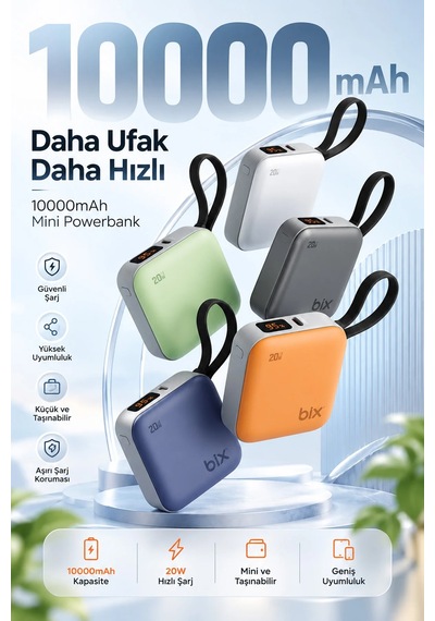 Exenar - Açık Yeşil - Mini Powerbank 10000 Mah Cep Boy Taşınabiler Hızlı Şarj Pd 20w Dijital Göstergeli Type-c Kablolu Exenar - Açık Yeşil - Mini Powerbank 10000 Mah Cep Boy Taşınabiler Hızlı Şarj Pd 20w Dijital Göstergeli Type-c Kablolu