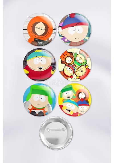 South Park Anime Animasyon Çanta Süsü Rozet İğneli Buton Rozet Seti 6 Adet Çok Renkli