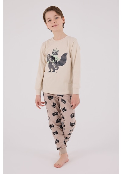 Rolypoly Erkek Çocuk Krem Pijama Takımı Rp3668-c-v2