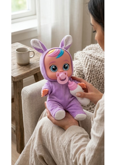 Ağlayan Ve Konuşan Et Bebek 20 Cm Su İçen Bebek Oyuncağı 3+ Yaş Açık Mavi