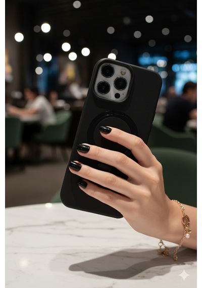 Apple Uyumlu iPhone 16 Pro Max Kılıf Soft Tasarım Magsafe Halka Stand İçi Kadife Kapak
