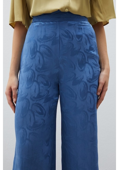 Sateen Jakarlı Salaş Pantolon - İndigo