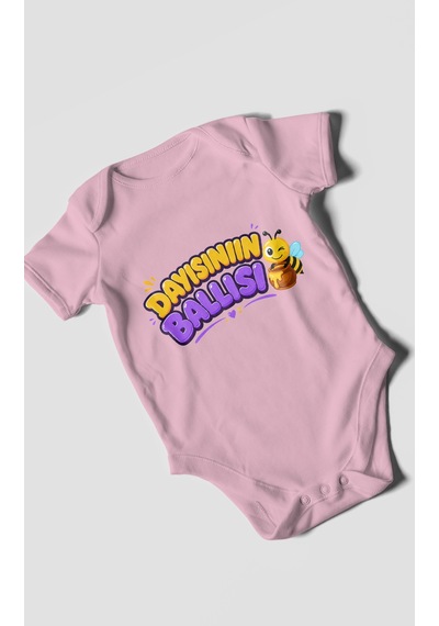 Morivokids Dayısının Ballısı Kısa Kollu Bebek Body %100 Pamuk Koyu Pembe