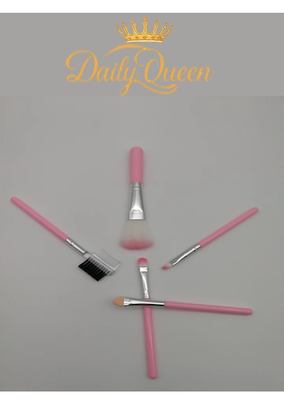 Daily Queen Pembe 5 Li Mini Makyaj Fırça Seti Seyahat Boy, Yumuşak Sentetik Kıllar, Çok Amaçlı Kullanım