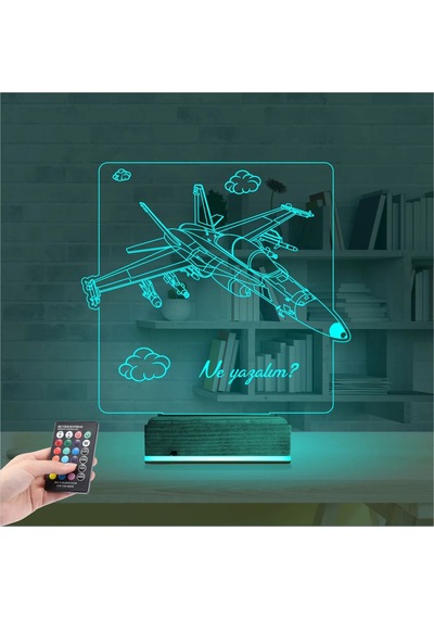 Luvivia Savaş Uçağı Pilot Kişiye Özel 3d Lamba - Masa Gece Lambası Şeffaf