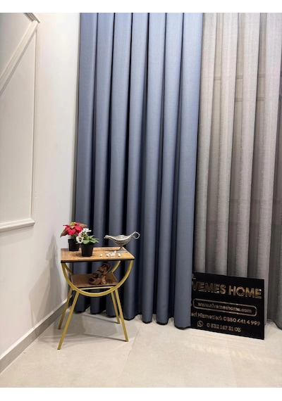 Nivemeshome Roma İndigo 1/3 Sık Pileli Fon Perde Apm Indigo