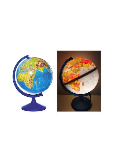 Lrs Store Işıklı Küre - 36 Cm Yükseklik 26 Cm Çap - Hem Fiziki Hem Siyasi Dünya Küresi, Mavi Diğer