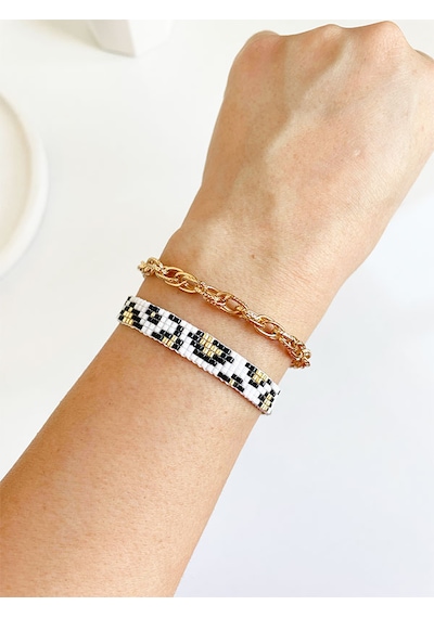 Nevoaccessory Siyah Leopar Desenli Miyuki Bileklik Set Çok Renkli