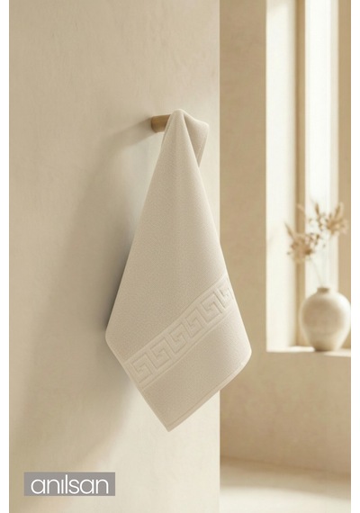 Krem Greek El Havlusu - 50x90 Cm, 225 Gr, %100 Pamuk, Spa Ve Otel Havlusu, Günlük Kullanıma Uygun Krem
