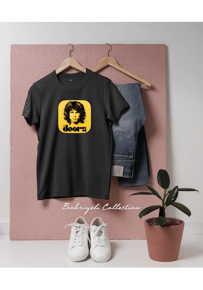 Oversize Jim Morrison The Doors Musician Singer Tasarımlı Unisex T-shirt Siyah